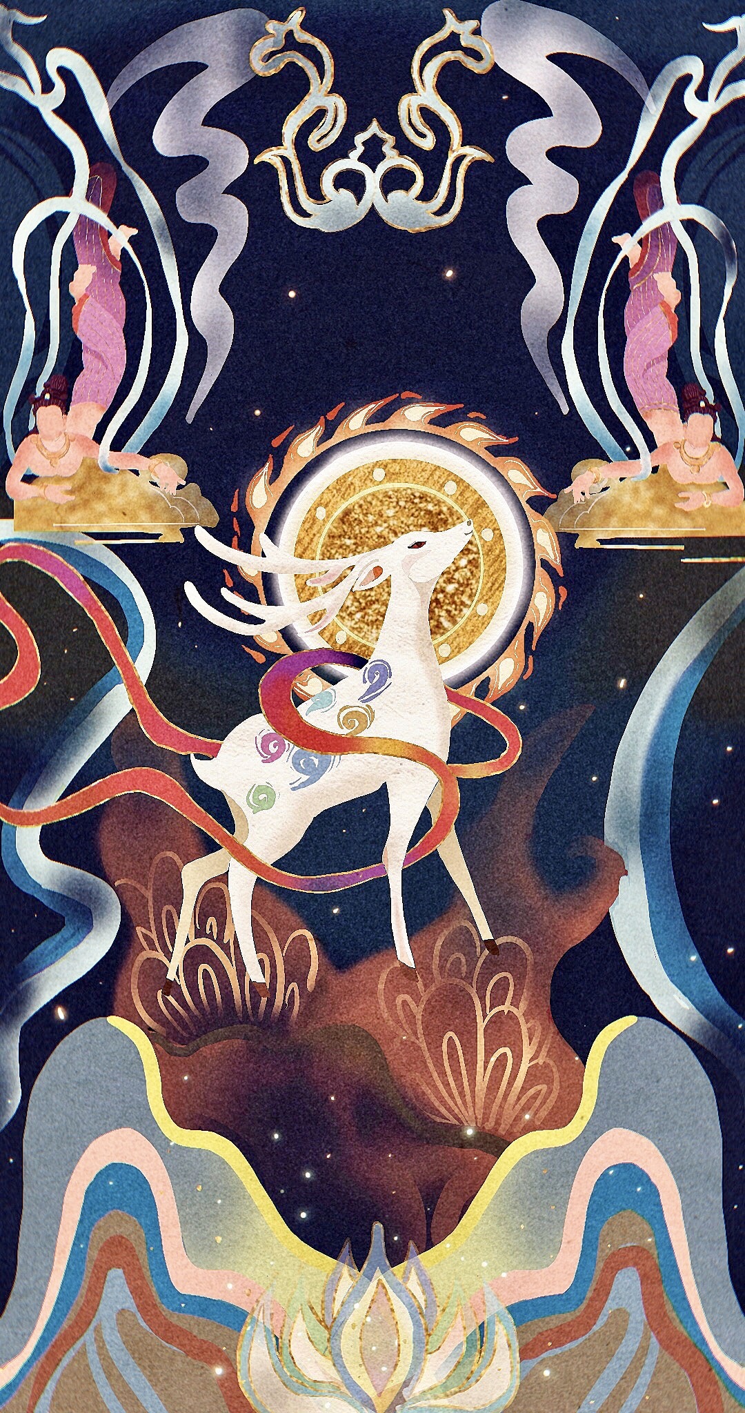 敦煌元素插画（图ZMjM4MjI2NDg0） - 商业插画 - 站酷设计师二笔兔子原创素材 - 站酷ZCOOL