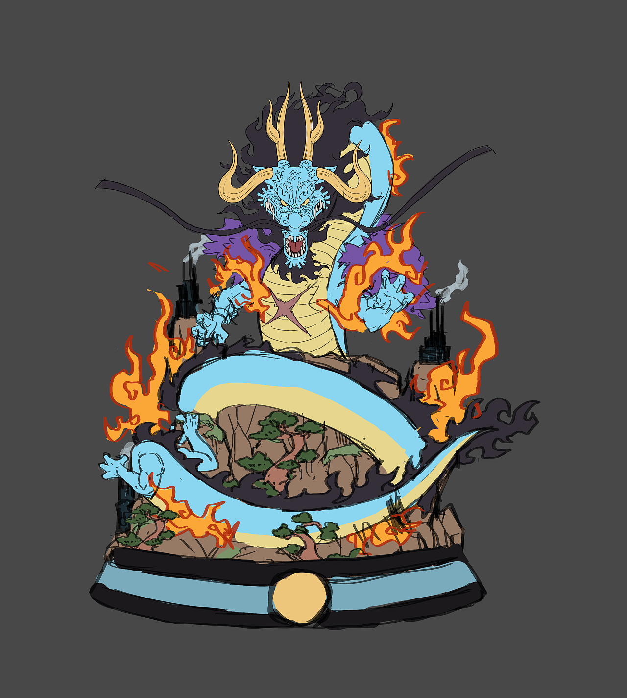 凯多龙化_海贼王雕像gk