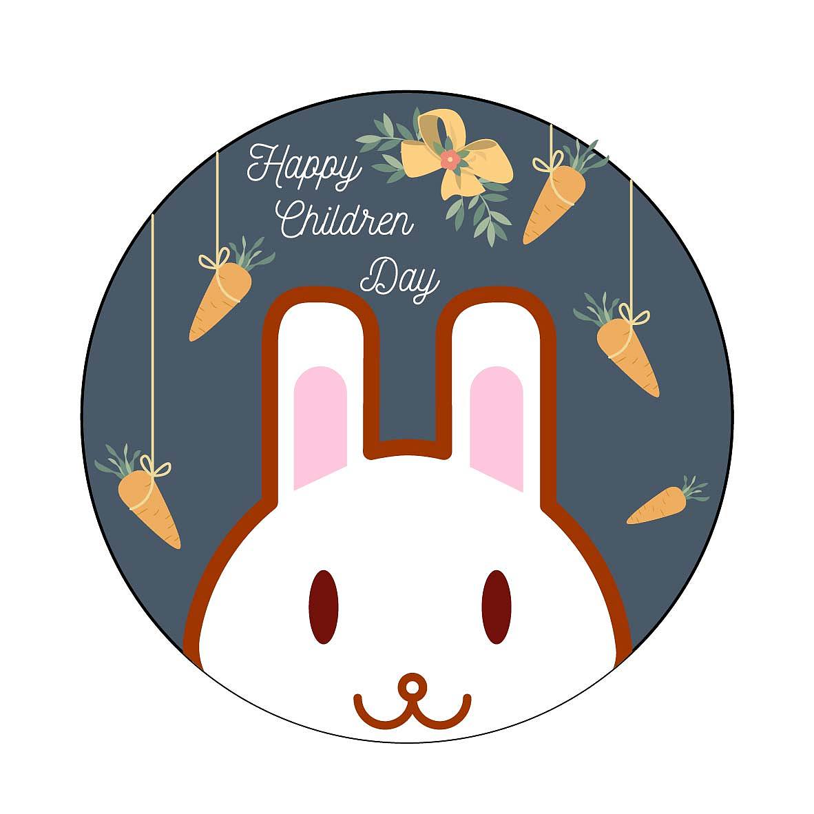 儿童节贴纸 甜点 巧克力 圆形 包装设计 四款