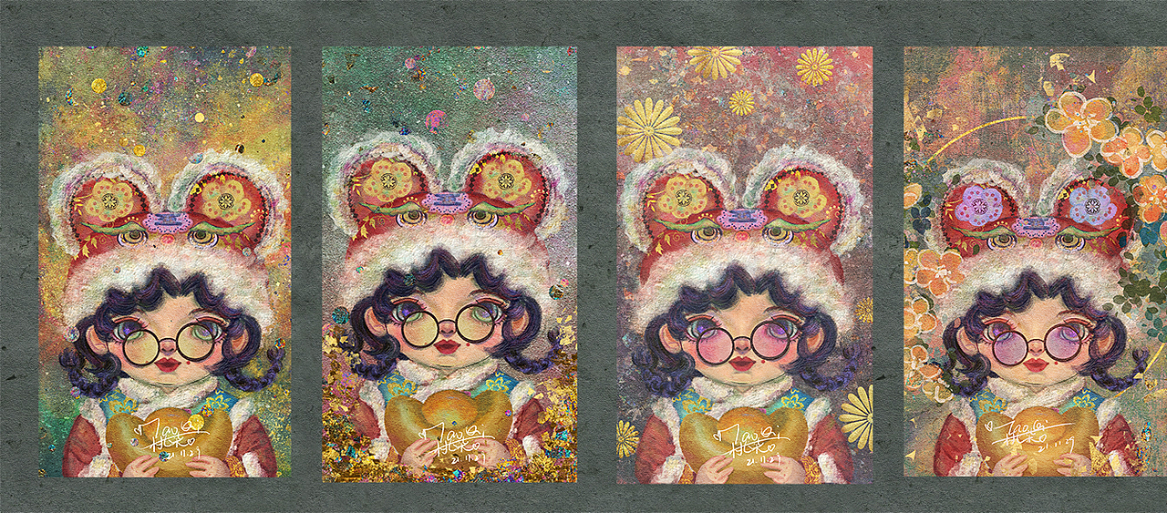 岩彩作品——虎年大吉系列(整理)