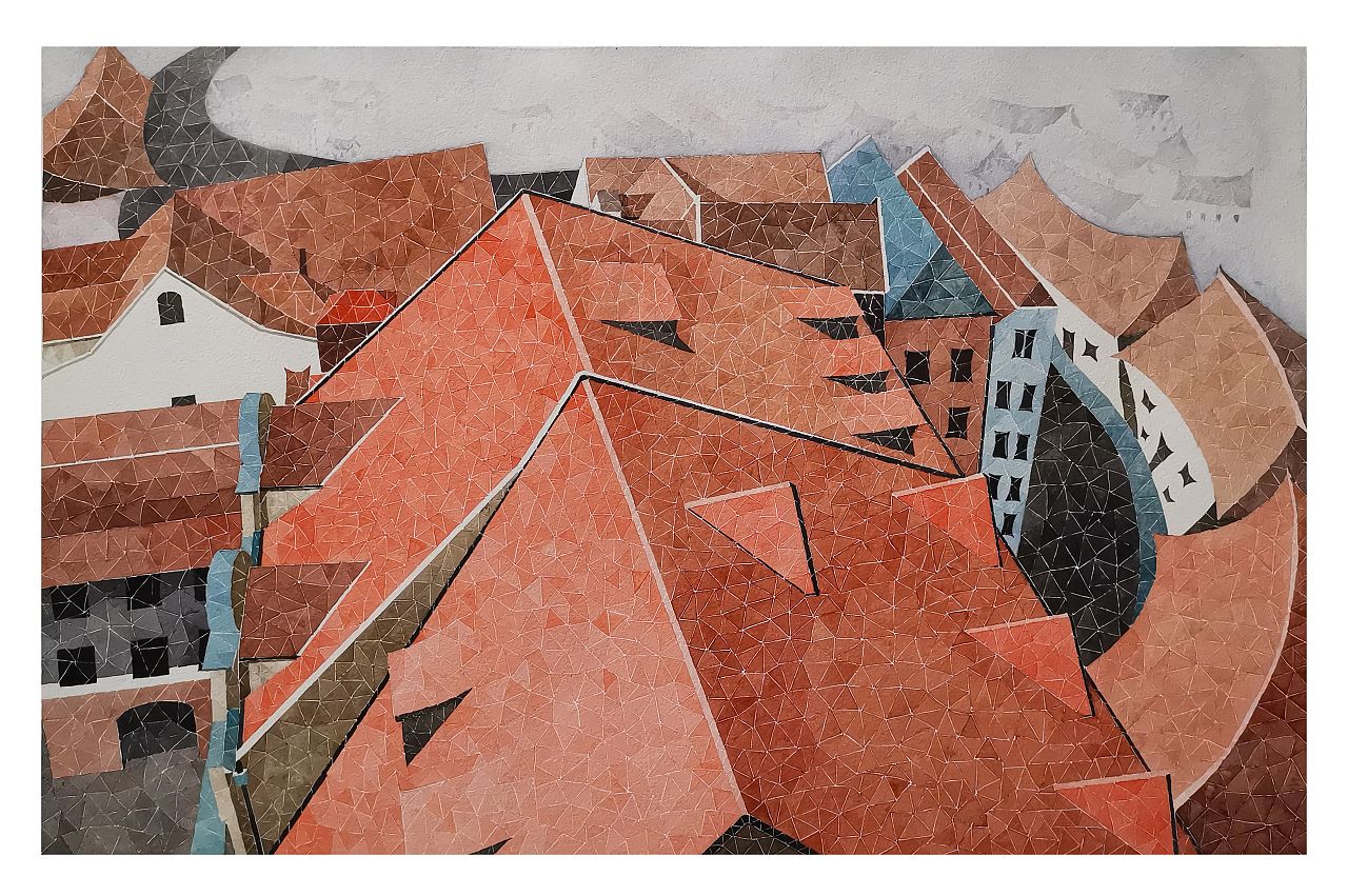 水彩插画—《红瓦房系列2》