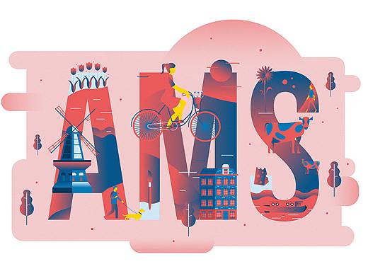 AI+PS 城市扁平场景插画