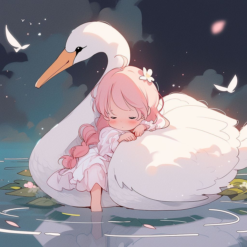 美少女与白天鹅（图ZMzQ2MzcwMzY4） - AI - 站酷设计师Z910522602原创素材 - 站酷ZCOOL
