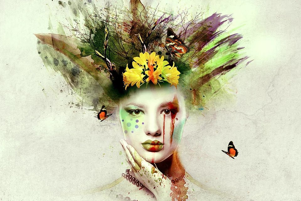 水彩肖像画,哈哈~美女哟~