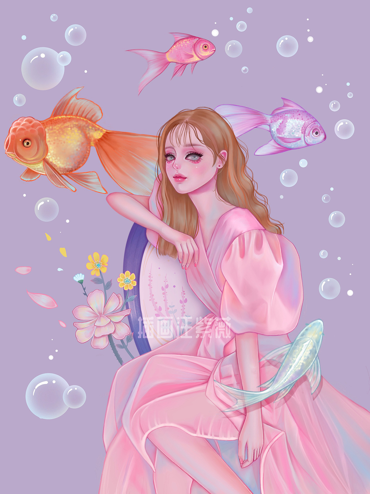 iPad手绘厚涂女孩人像插画（图ZMjQ4MDA4NjQ0） - 商业插画 - 站酷设计师插画汪紫薇原创素材 - 站酷ZCOOL