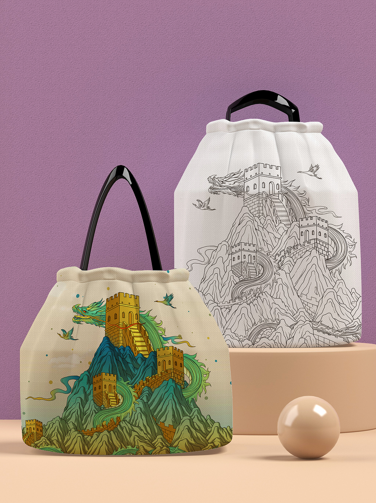 天之四灵（图ZMjU5MTgxMTc2） - 商业插画 - 站酷设计师如虎添翼包装插画原创素材 - 站酷ZCOOL