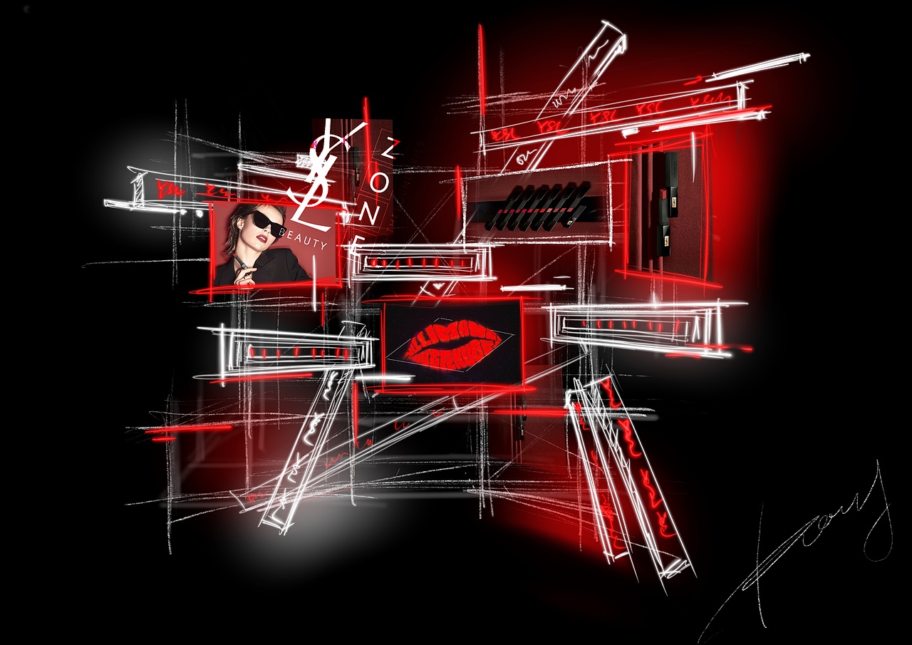 天猫&YSL圣罗兰美妆- 无界空间 YSL BEAUTY ZONE 2021（图ZMjY3ODQwOTAw） - 舞台美术 - 站酷设计师guqifan945原创素材 - 站酷ZCOOL