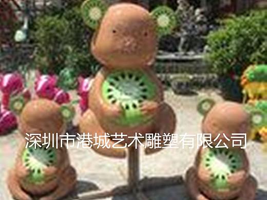 生态农业标识奇异果猕猴桃玻璃钢卡通公仔人偶娃娃雕塑