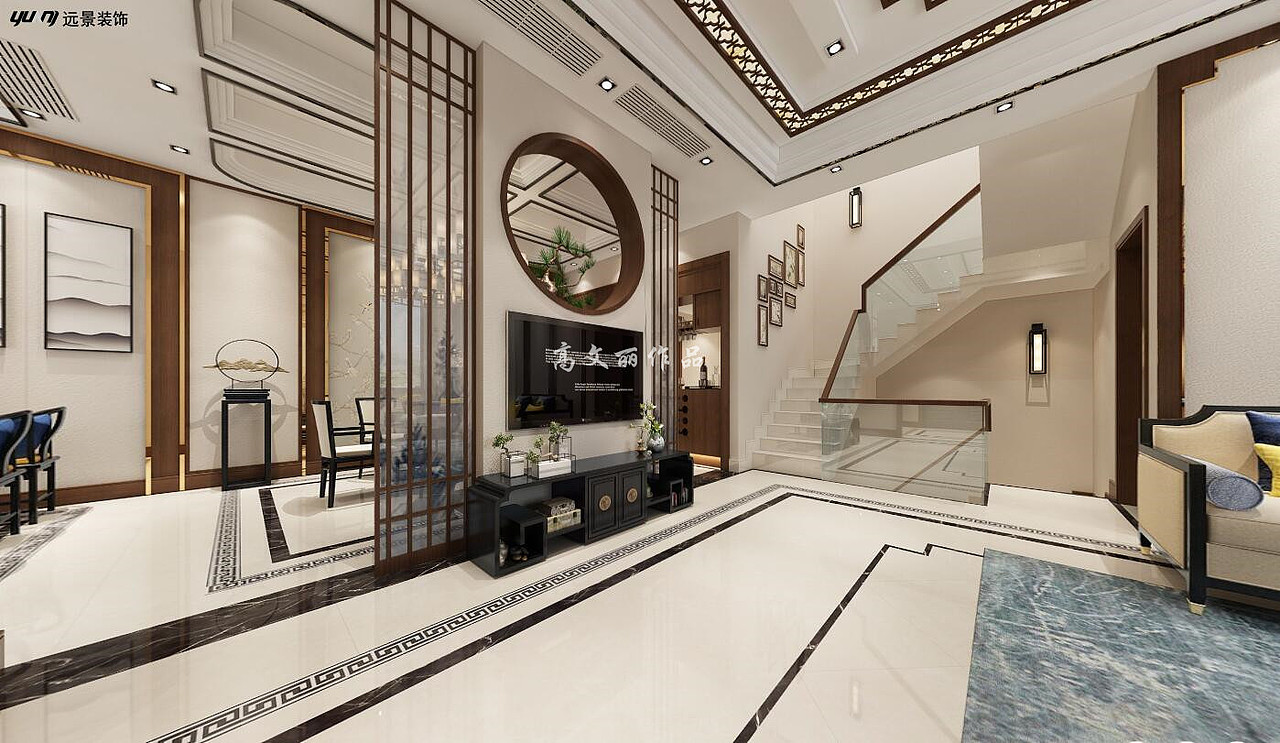 【远景装饰】茶园安纳溪湖别墅装修叠拼新中式风格设计（图ZOTQ3MTYxODQ=） - 家装设计 - 站酷设计师重庆远景装饰原创素材 - 站酷ZCOOL