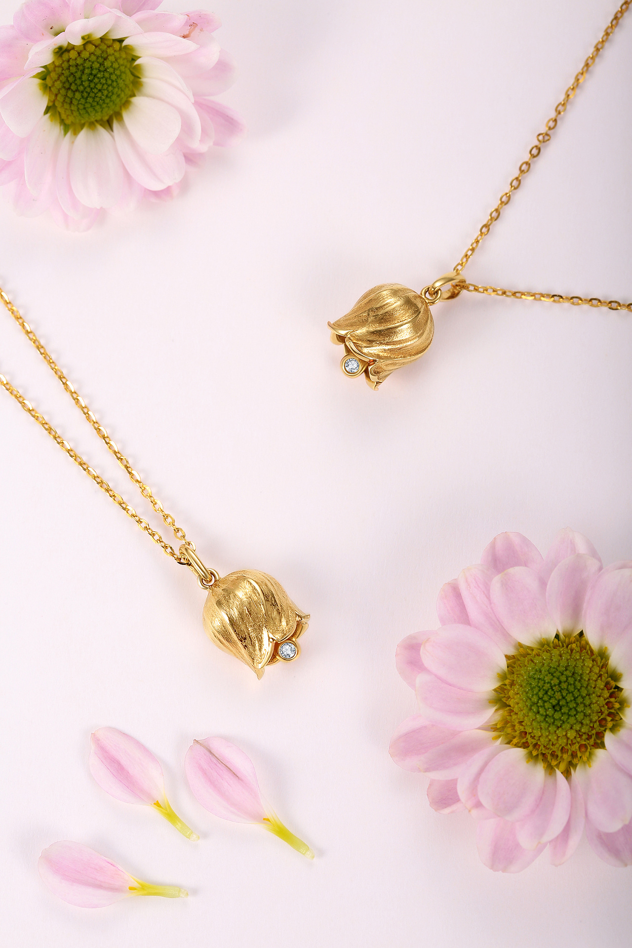 珠宝饰品产品摄影修图--k金铃兰钻石吊坠