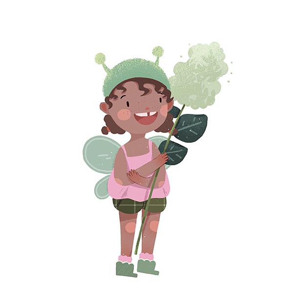 扁平风|儿童插画|可爱风小女孩