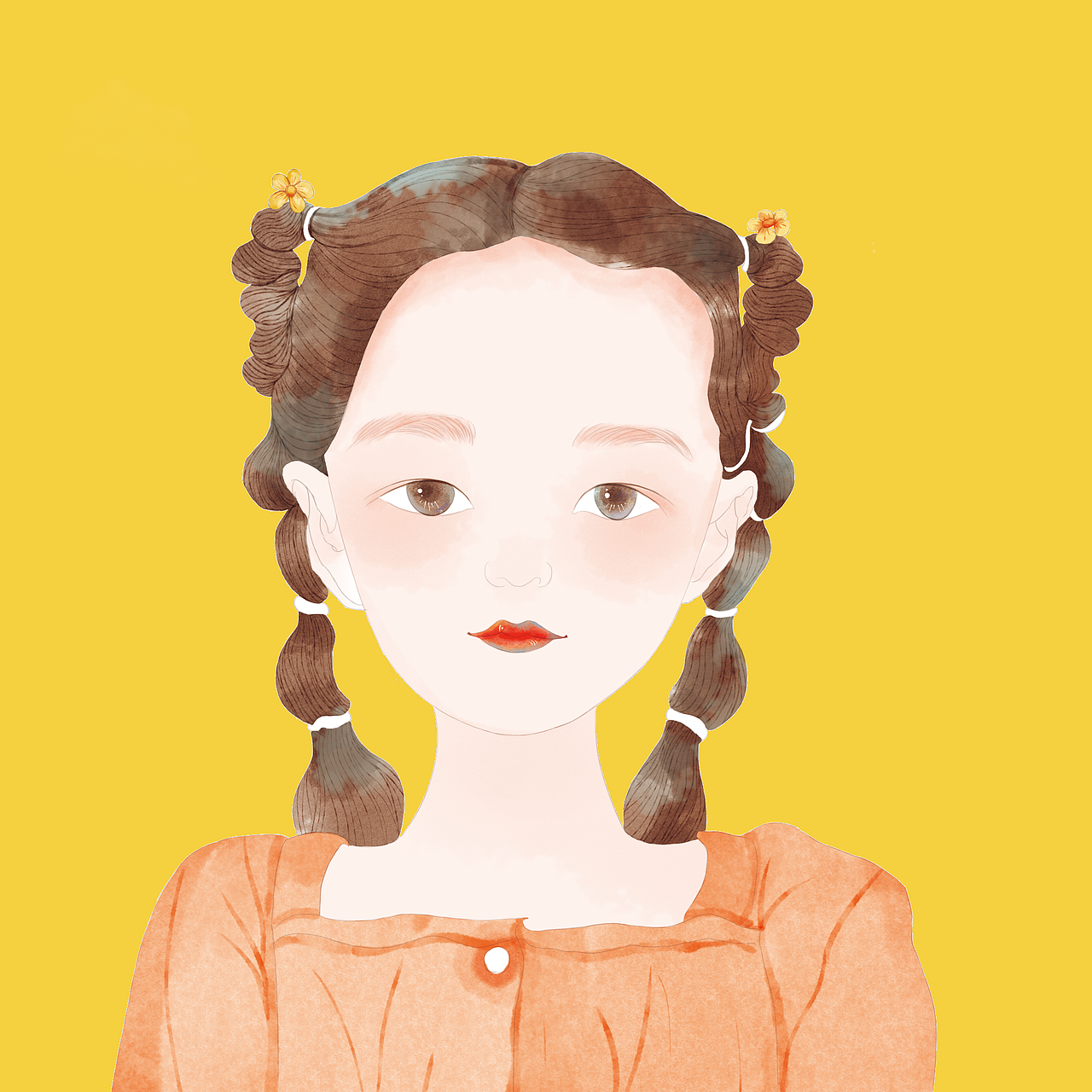 原创水彩插画小头像