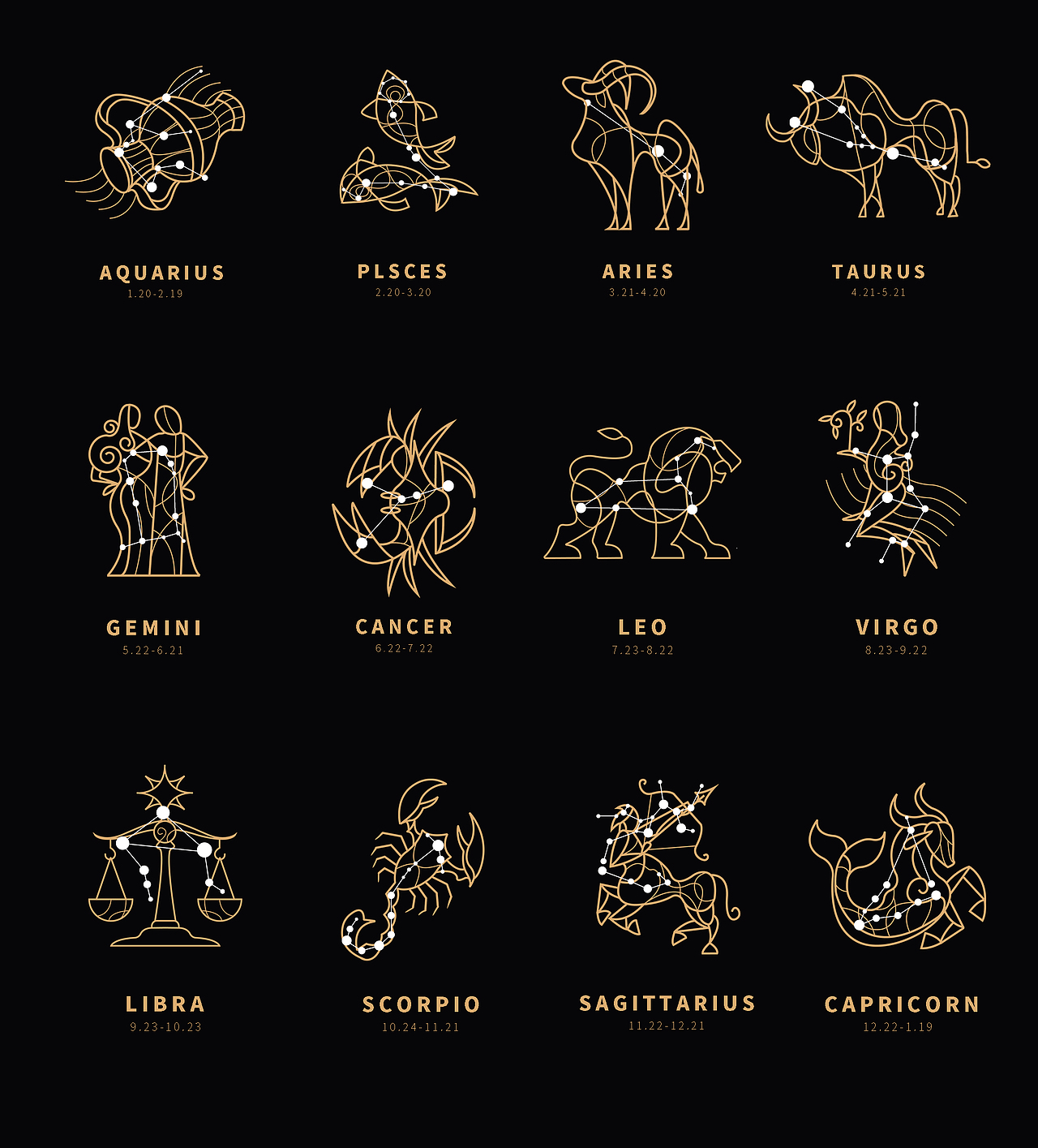 致敬毕加索十二星座图案设计