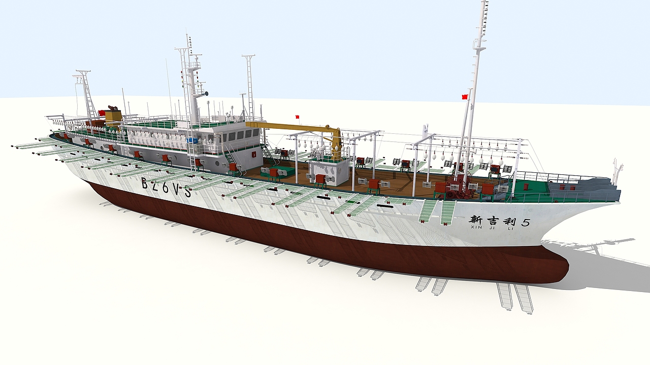 一个渔船建模的动画模型