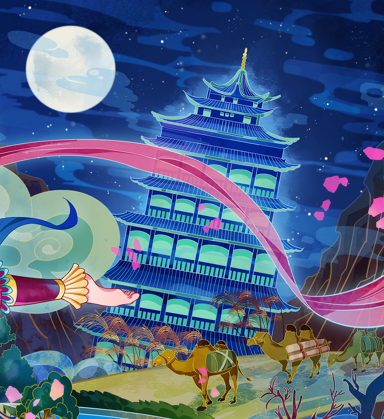 【练习】敦煌主题kv插画