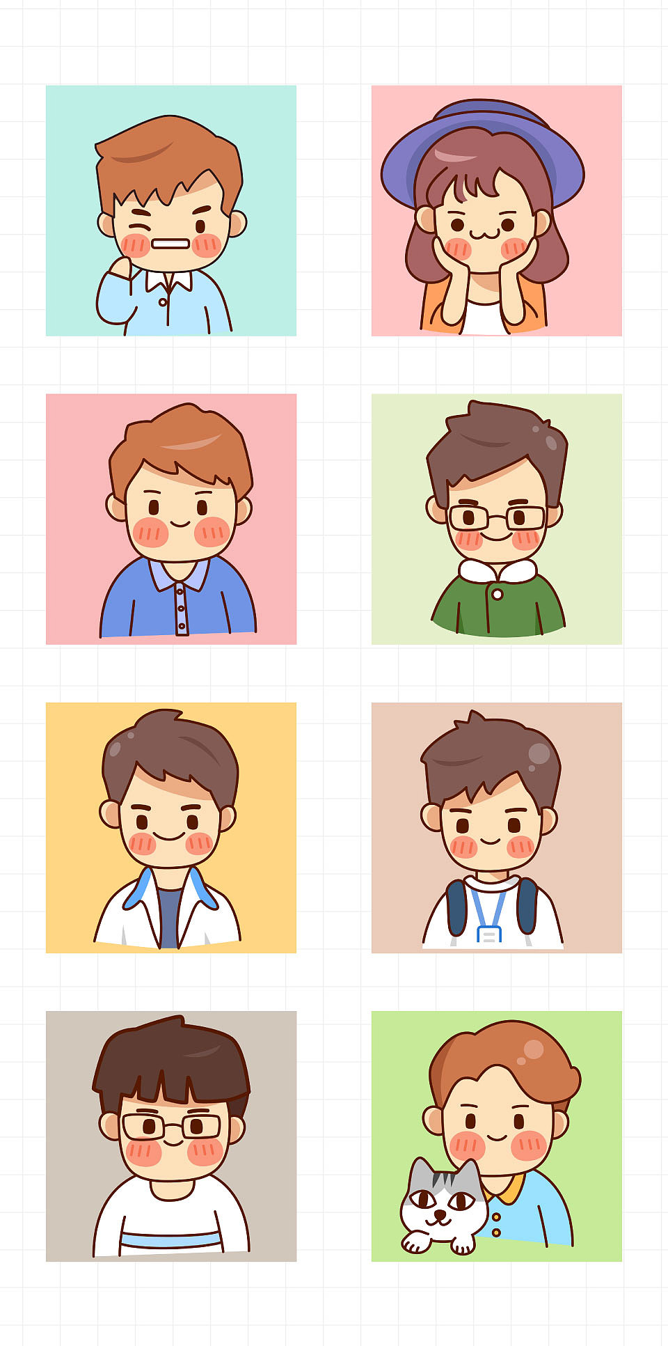 一组矢量头像（图ZNjM1ODMxOTY=） - 商业插画 - 站酷设计师Silam原创素材 - 站酷ZCOOL