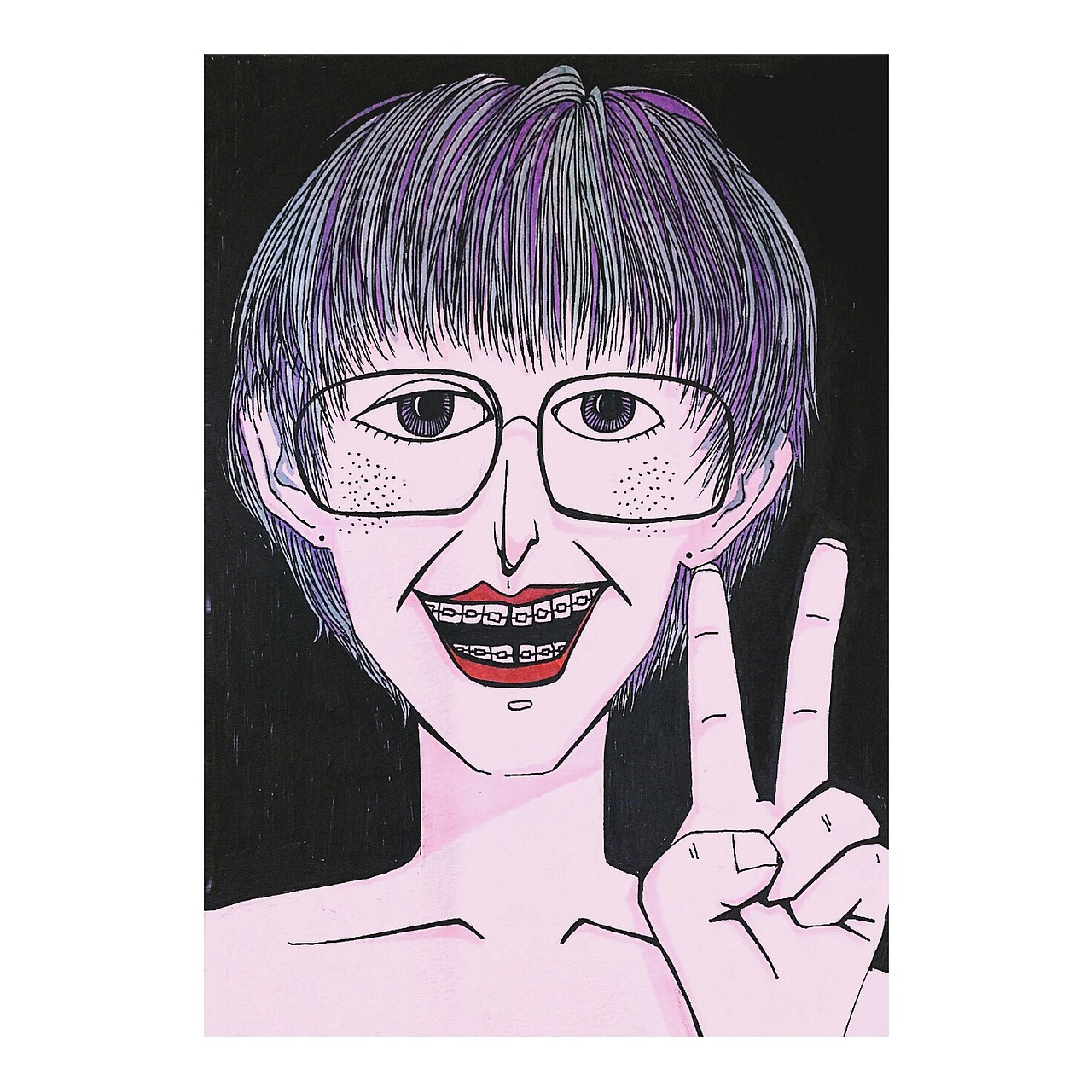 其实这是画的自己哈哈哈哈他们说我把自己画老20岁可是我就是喜欢