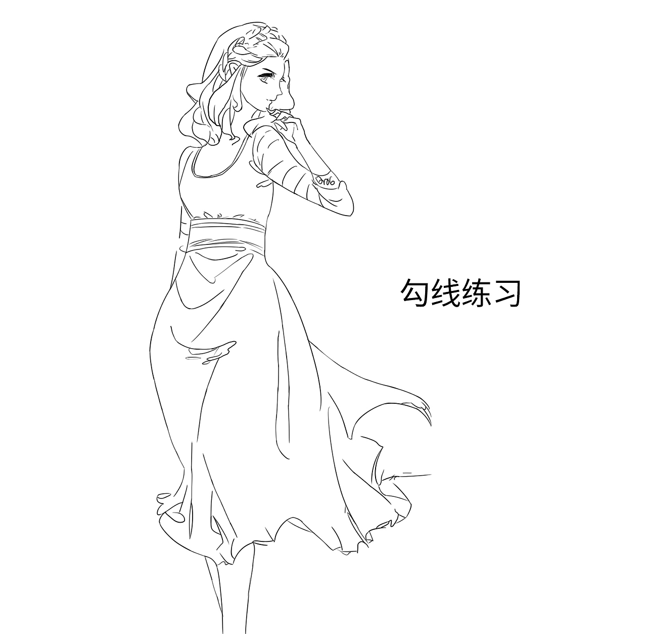 之后经过不断的去找一些线稿进行勾线练习,线条稳了许多,成就感非常棒~