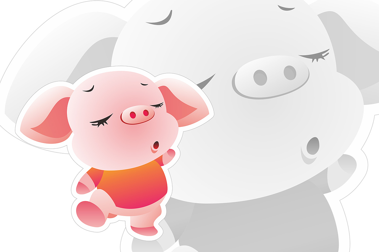 顽皮猪标志和吉祥物乐乐