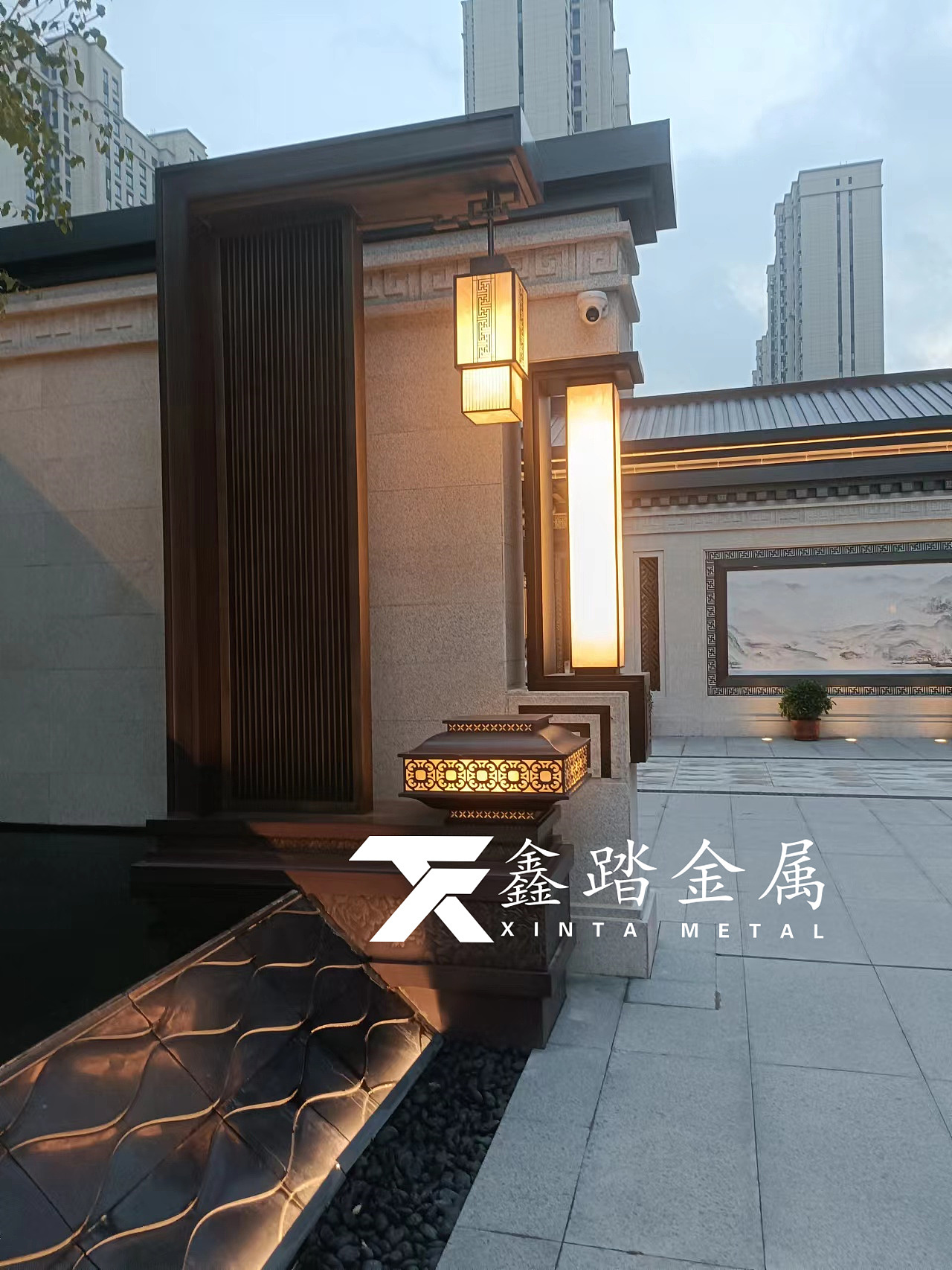 售楼部不锈钢灯箱、发光不锈钢灯罩金属立体设计