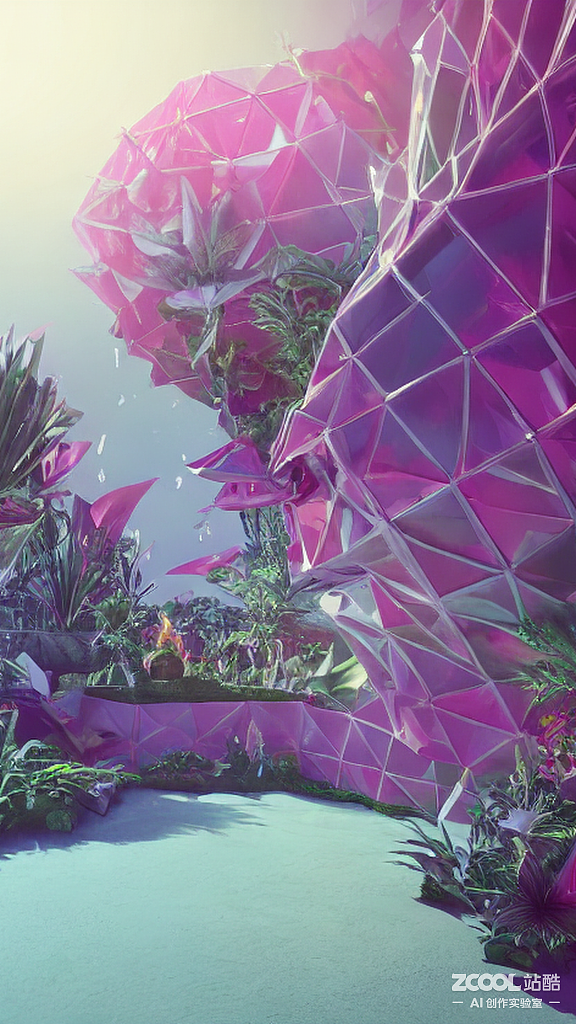 #AI创作实验室#【菠萝X火龙果】植物水晶楼房