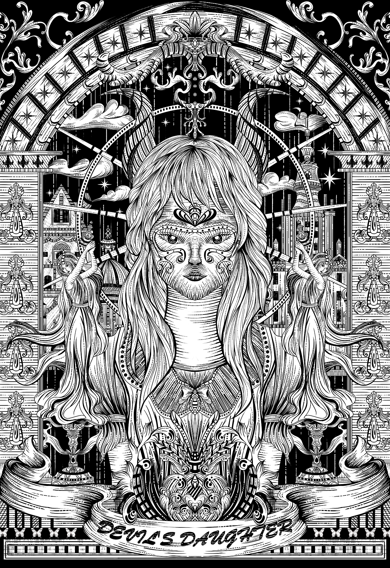 钢笔版画风格 · 插画 · 魔女（图ZMzYxMjAyNTQw） - 创作习作 - 站酷设计师Ali喵原创素材 - 站酷ZCOOL