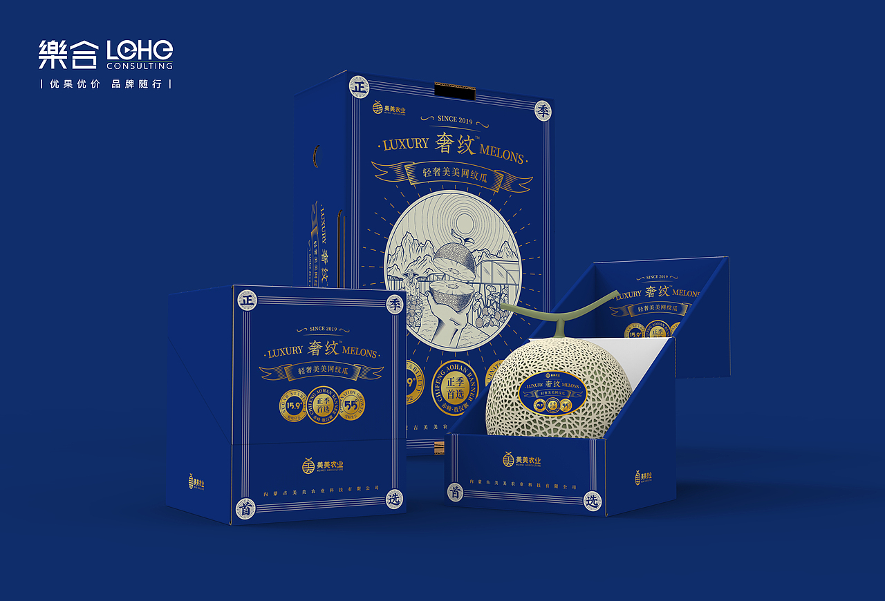 水果包装网纹瓜品牌包装手绘插画