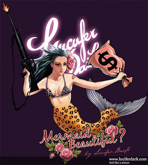 2010夏季 潮流服饰 Lucifer Dark 的T恤图案 邪恶美人鱼插画（图ZMTAyODM2OA==） - 像素画 - 站酷设计师luciferdark原创素材 - 站酷ZCOOL
