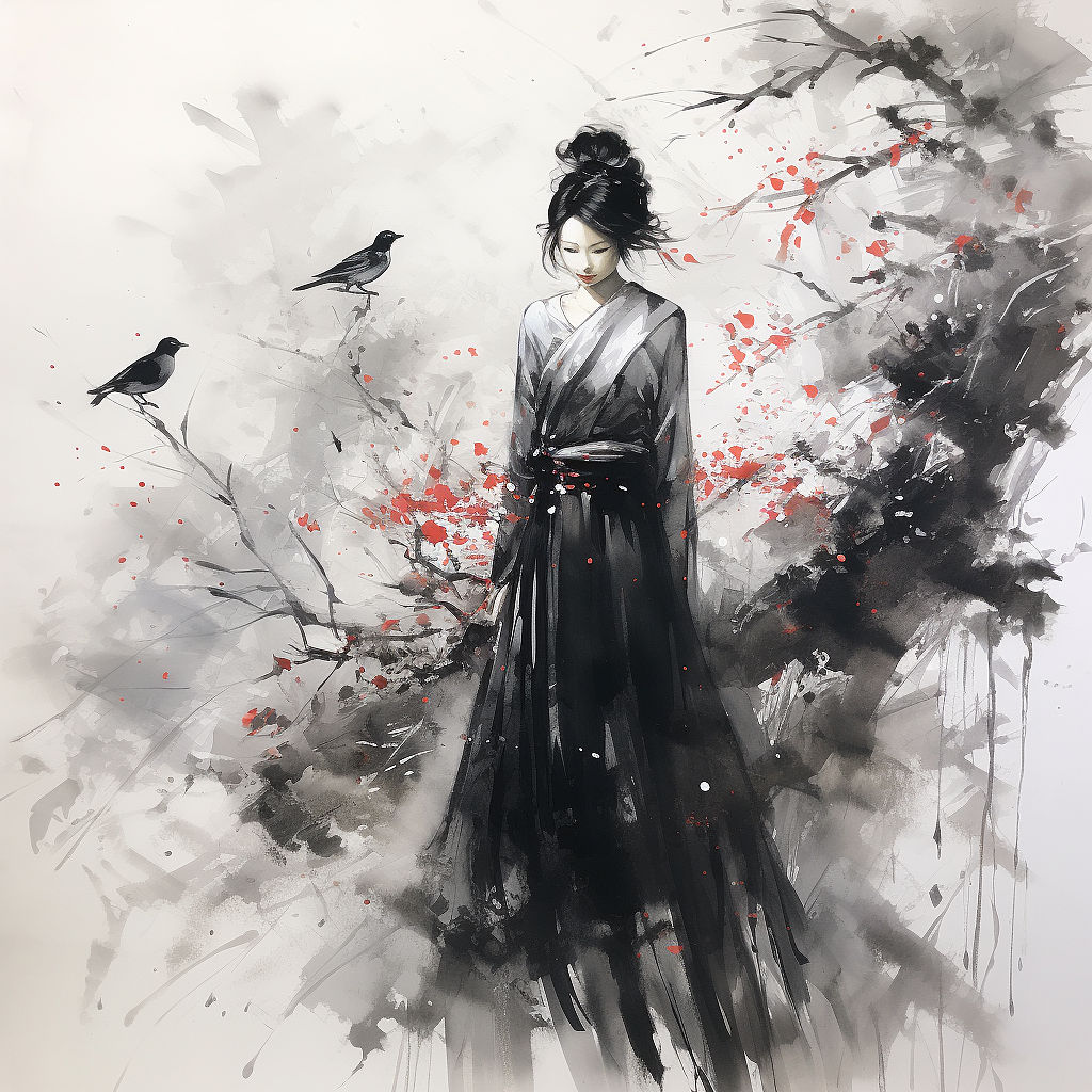 新中式国风小品喷绘作品