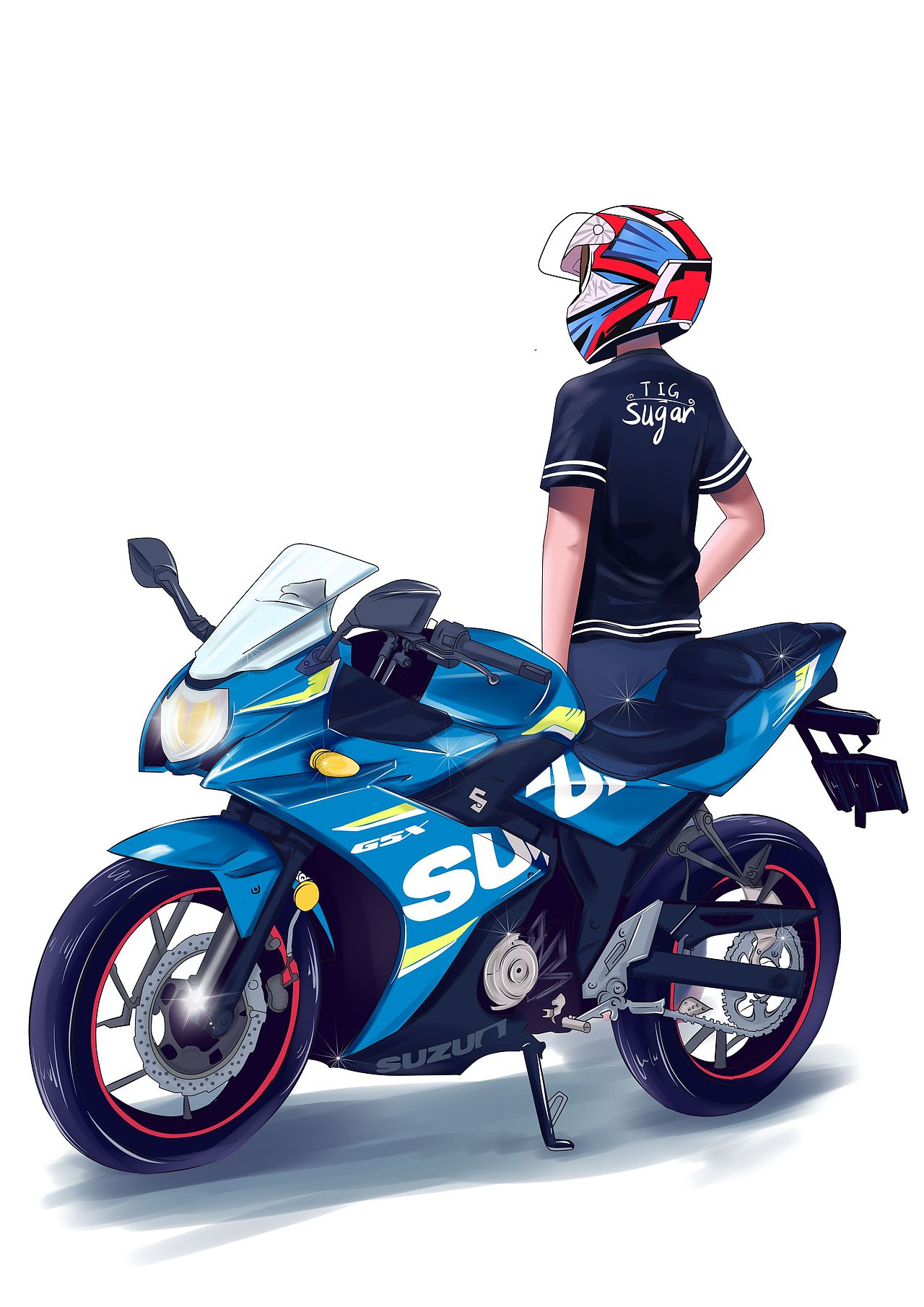 铃木250摩托车漫画创作