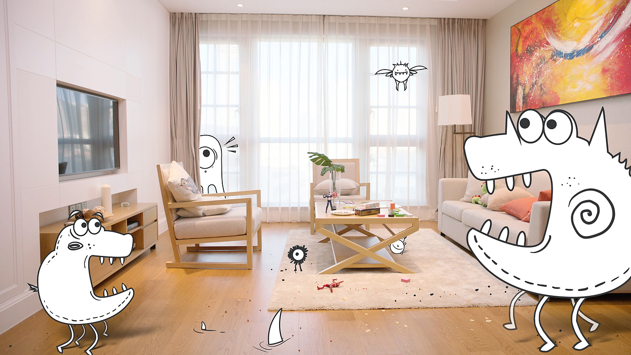 扫地机器人实拍合成动画广告