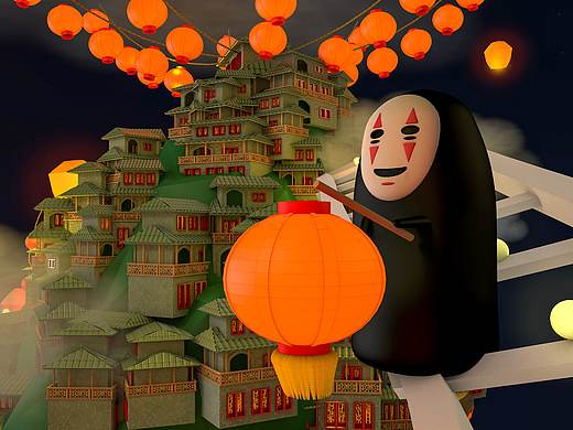 【X-半岛星球】X-瑞芳九份城（C4D系列练习-14） 