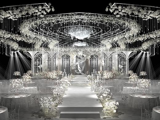 SurDesign白色系婚礼宴会3D效果图