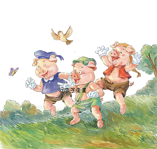 三只猪（图ZMTE5MzMzMzAw） - 绘本 - 站酷设计师麦子童画原创素材 - 站酷ZCOOL
