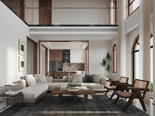 融创紫泉枫丹双拼别墅装修方案|极简风格别墅设计效果