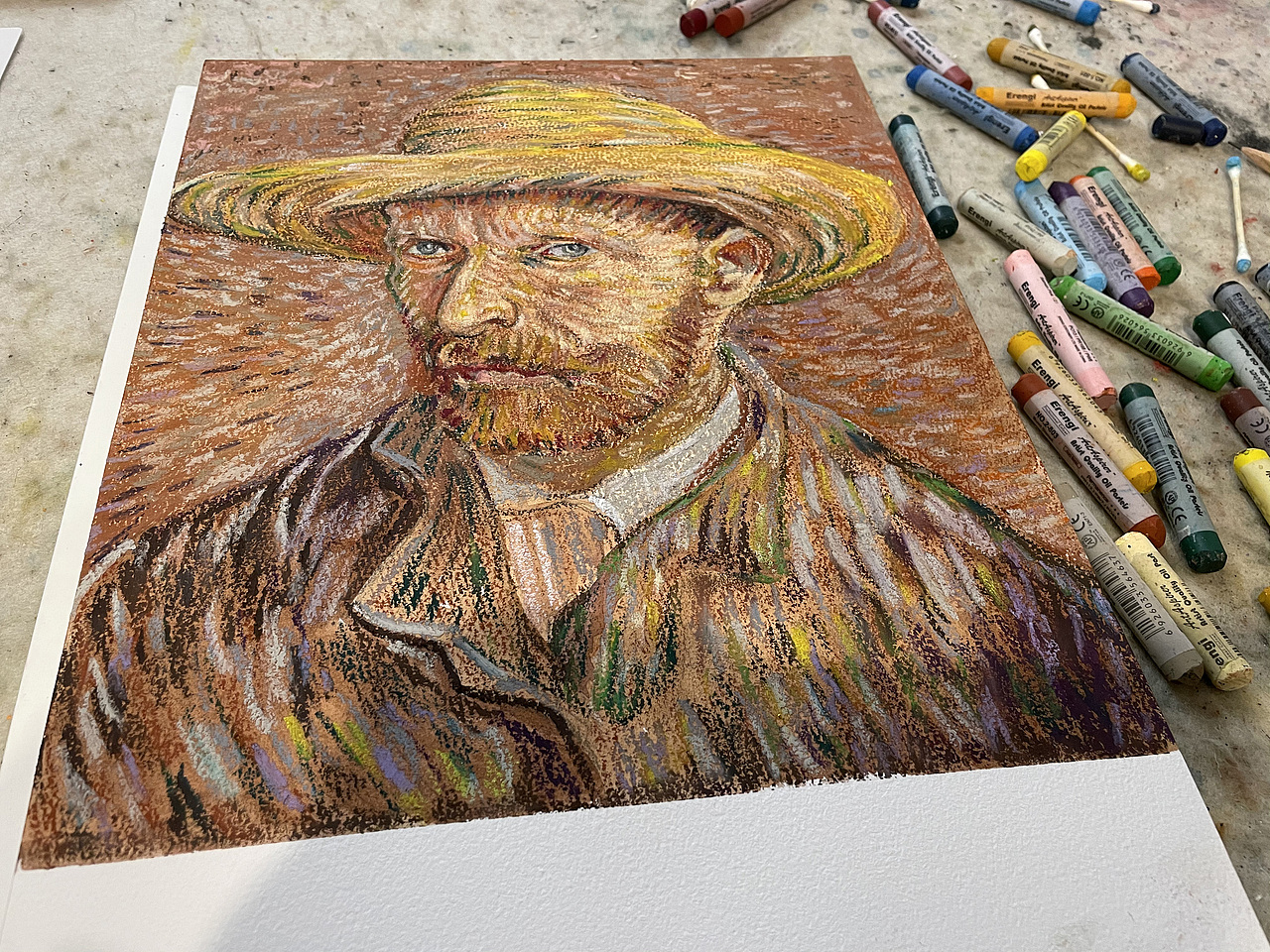 油畫(huà)棒臨摹梵高自畫(huà)像過(guò)程分享（圖ZMjM4NDg4NjQ4） - 繪畫(huà) - 站酷設(shè)計(jì)師慕漁藝術(shù)原創(chuàng)素材 - 站酷ZCOOL