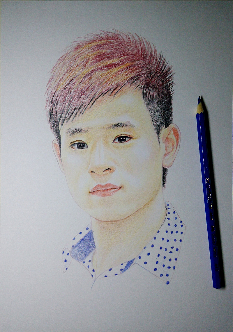 彩色铅笔画 吼也手绘