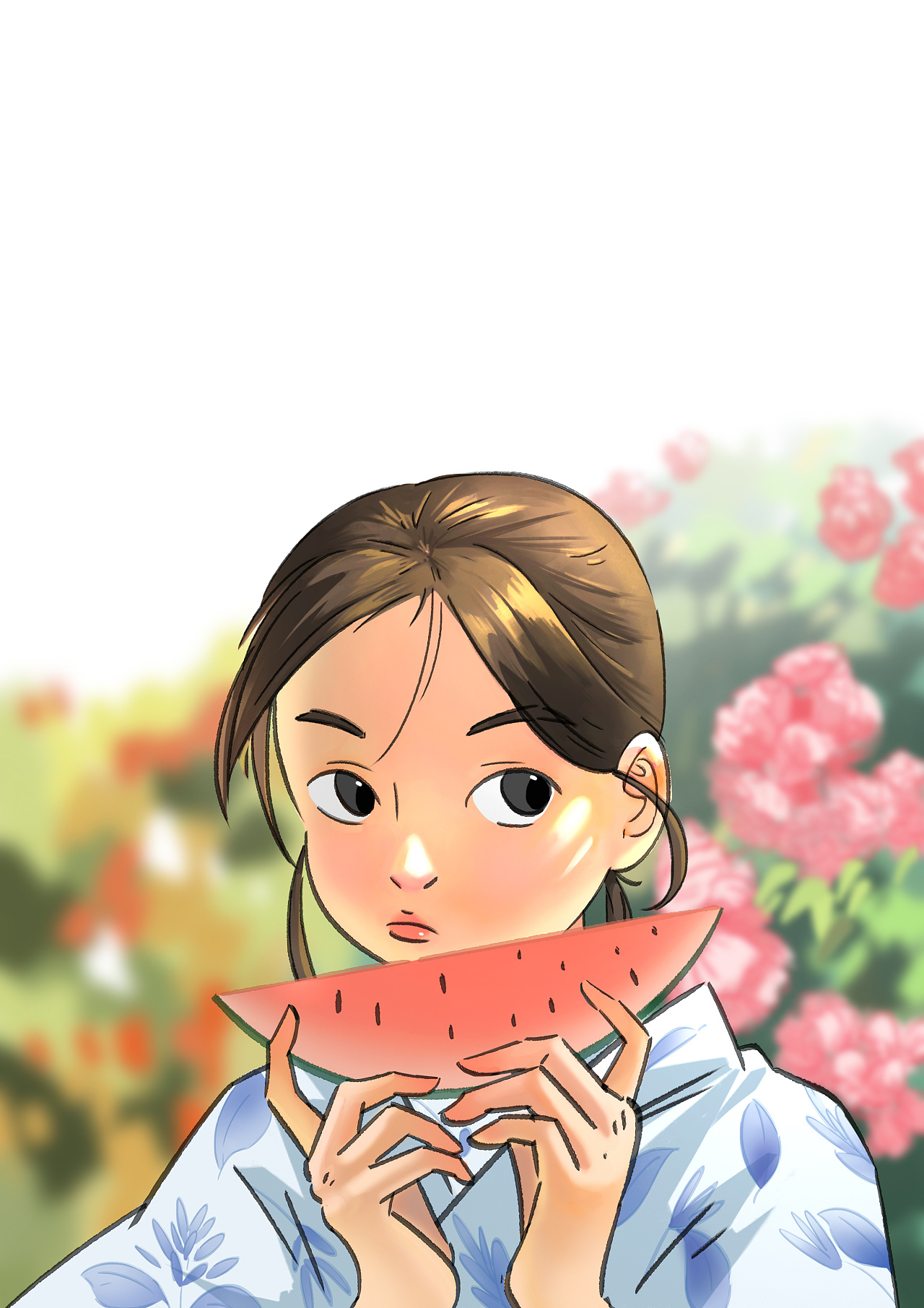 吃西瓜的小姑娘