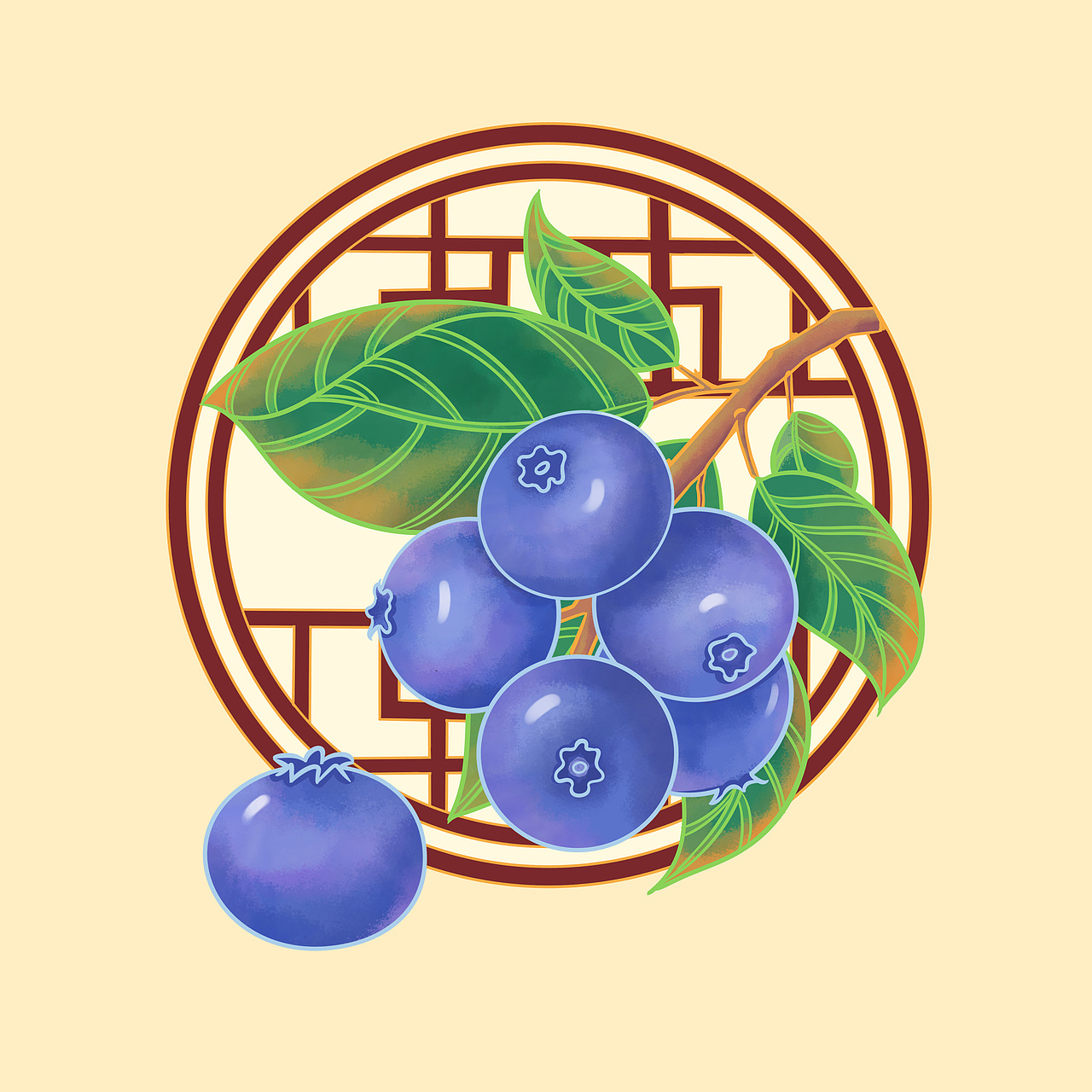 国风水果插画