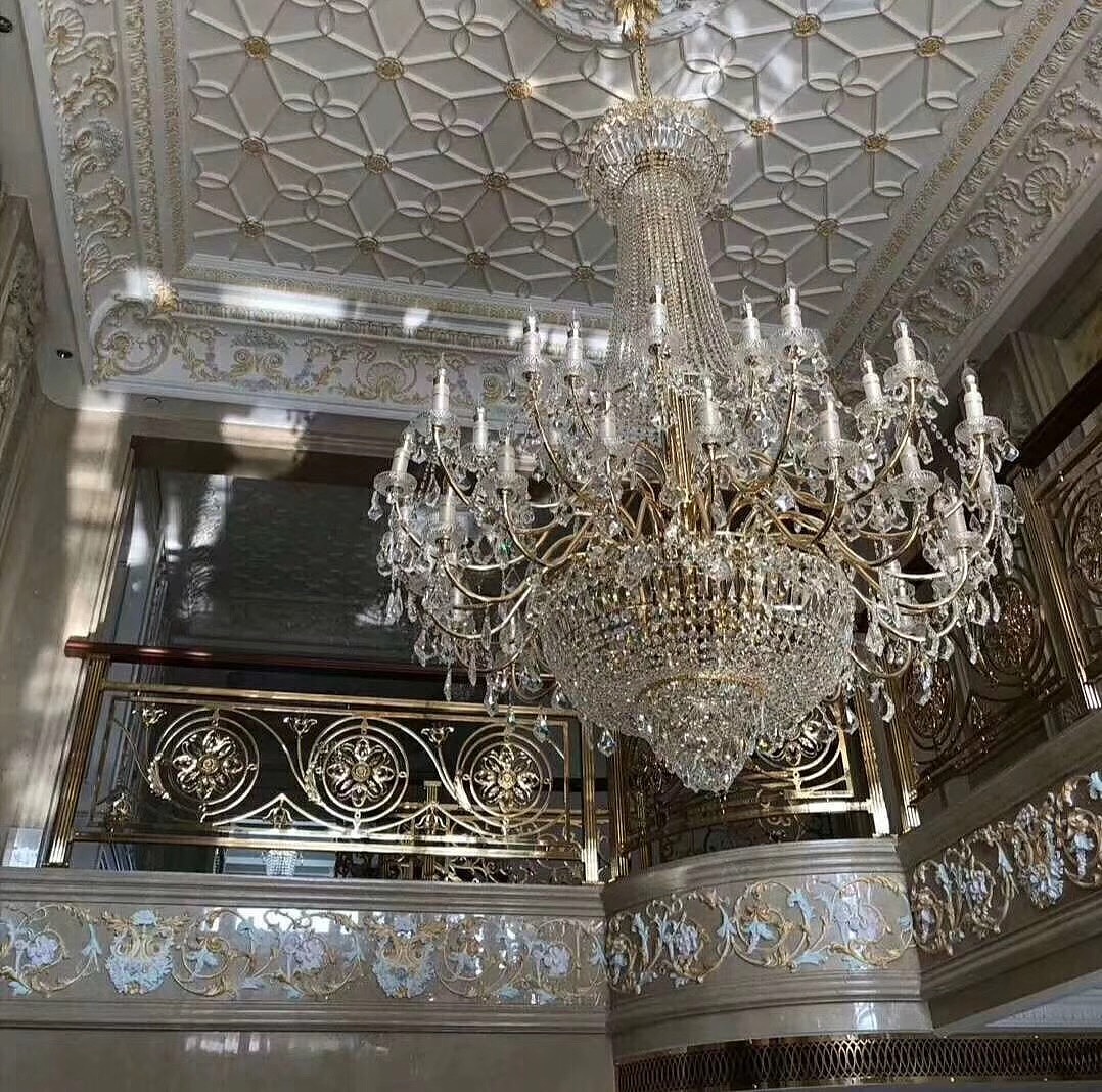 锢雅轻奢贵族金铝艺楼梯扶手护栏定制