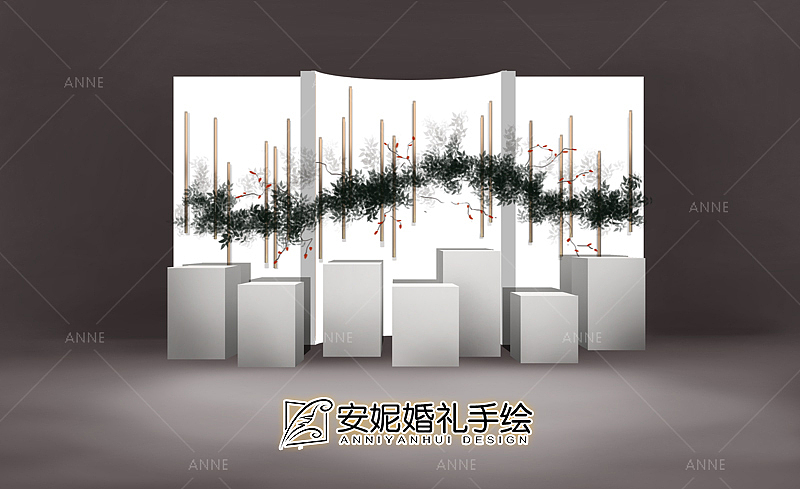 红色点缀 甜品区 安妮婚礼手绘（图ZMTUxMzY3MzM2） - 舞台美术 - 站酷设计师安妮婚礼手绘原创素材 - 站酷ZCOOL