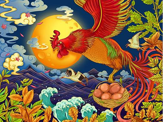 国潮插画-鸡与蛋