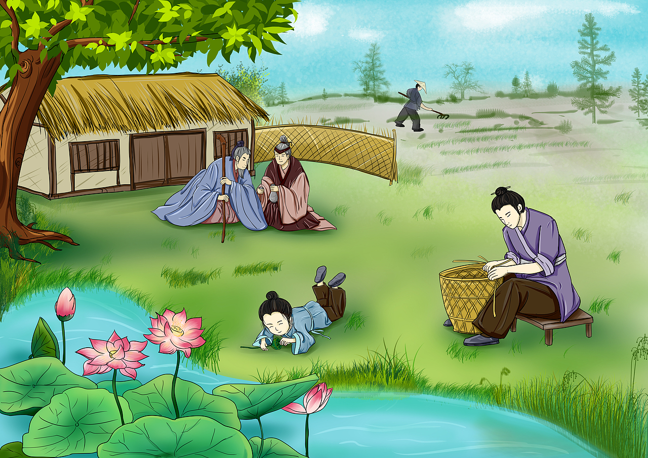 手绘儿童古诗插画