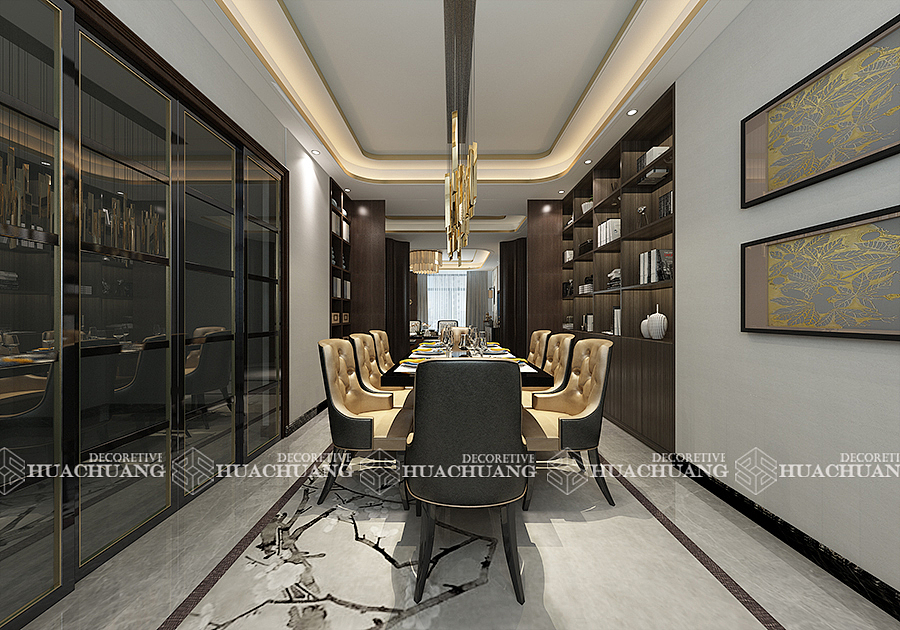 海尔绿城麗园240平轻奢风格效果图|华创易家装饰设计（图ZMTM4NzczOTg0） - 家装设计 - 站酷设计师济南别墅装修设计原创素材 - 站酷ZCOOL