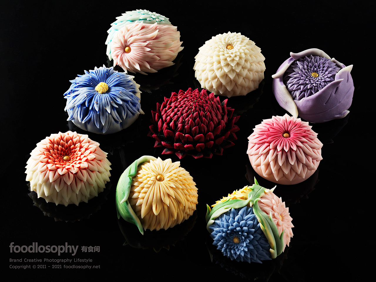 影实造型 × 有食间｜一组绽放的和果子（图ZMjQ1NDIyNjI4） - 产品摄影 - 站酷设计师有食间原创素材 - 站酷ZCOOL