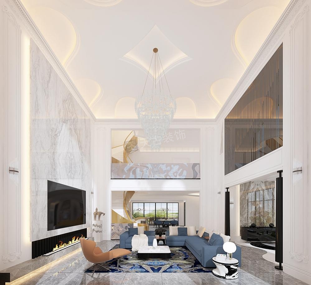 保利国际高尔夫花园装修,1200㎡独栋别墅设计,天古装饰