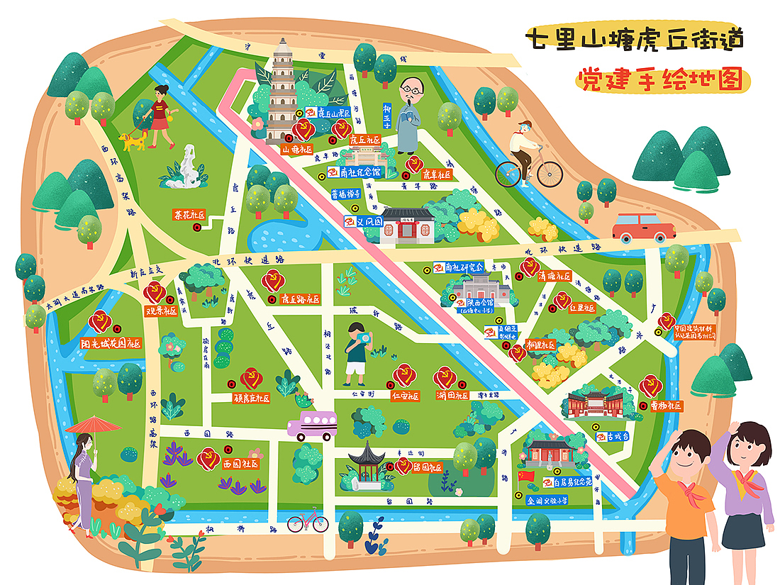 虎丘街道手绘地图