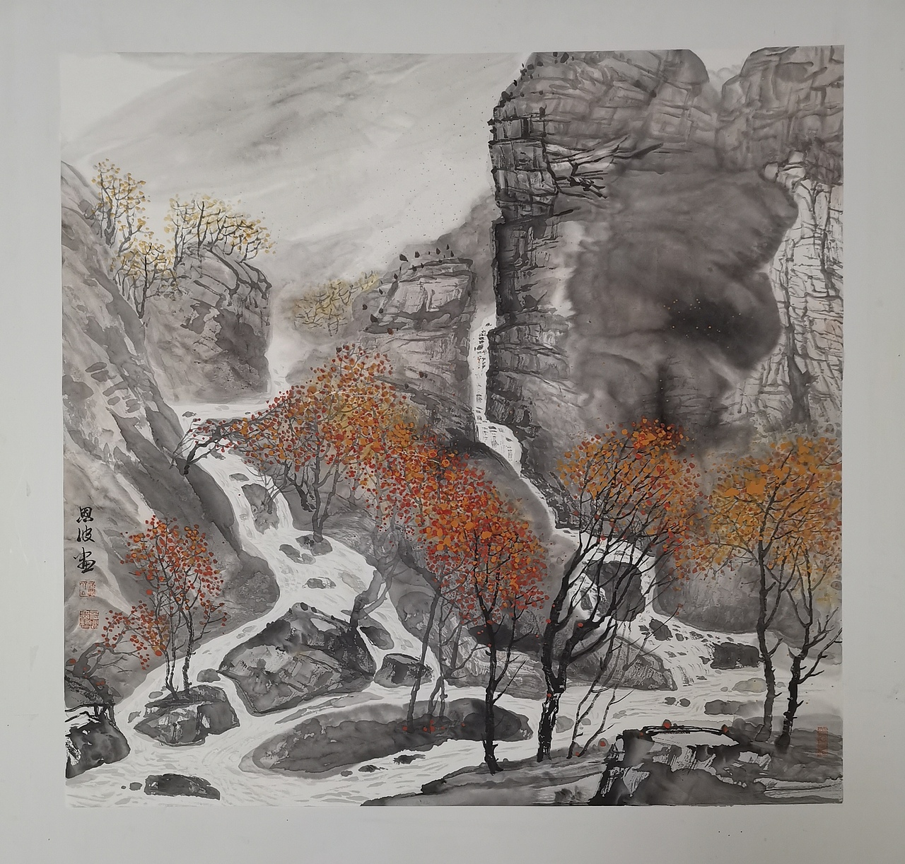 山水画作品（图ZMjA2MTIyMjIw） - 绘画 - 站酷设计师汪恩波岩彩绘画原创素材 - 站酷ZCOOL