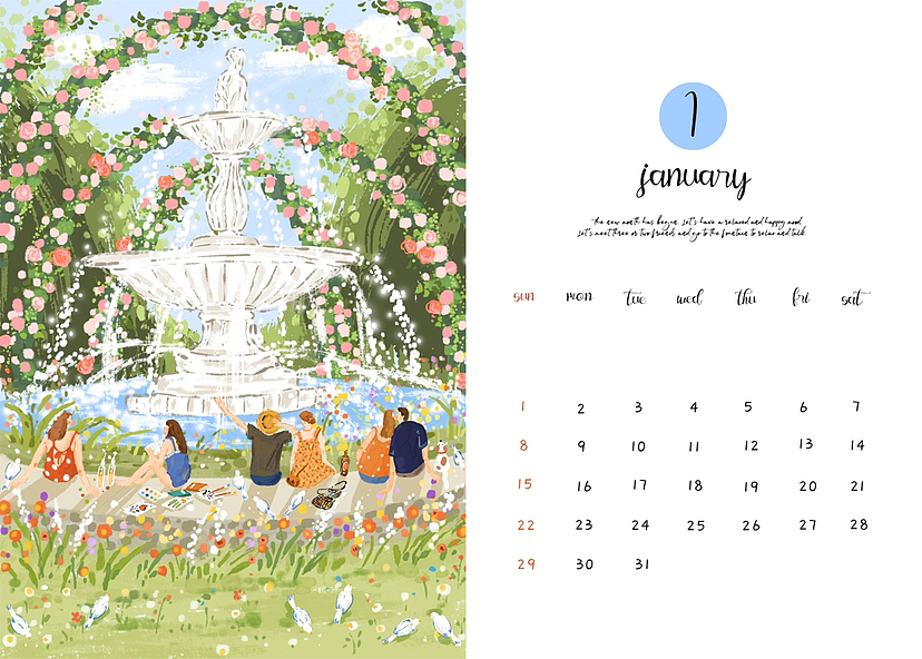 排了一版2023年的插画日历