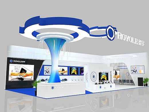 柔宇展位科技风蓝白系3D设计效果图